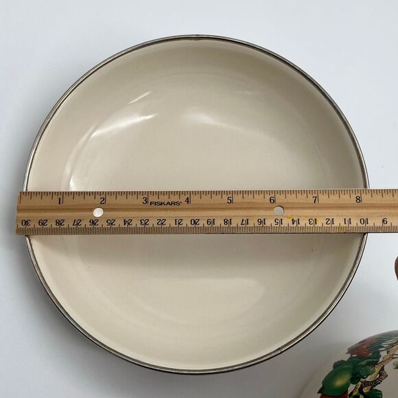 TABLETOPS UNLIMITED Pot and Lid Enamel Steel Heat Fruits Covered Serving Dish - Picture 13 of 14